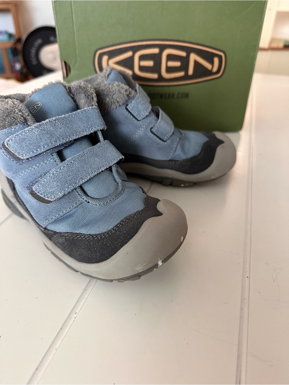 Keen Kids Blue and Gray Hook-and-Loop Trek Boots